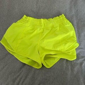 Lululemon hotty hot high rise shorts size 6 in neon yellow